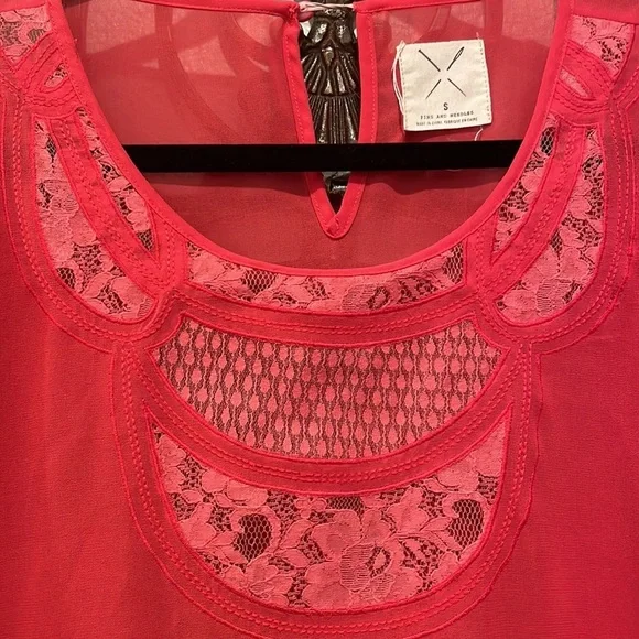 Urban Outfitters Pins & Needles coral sheer flowy 3/4 in sleeves size Small - Picture 3 of 9